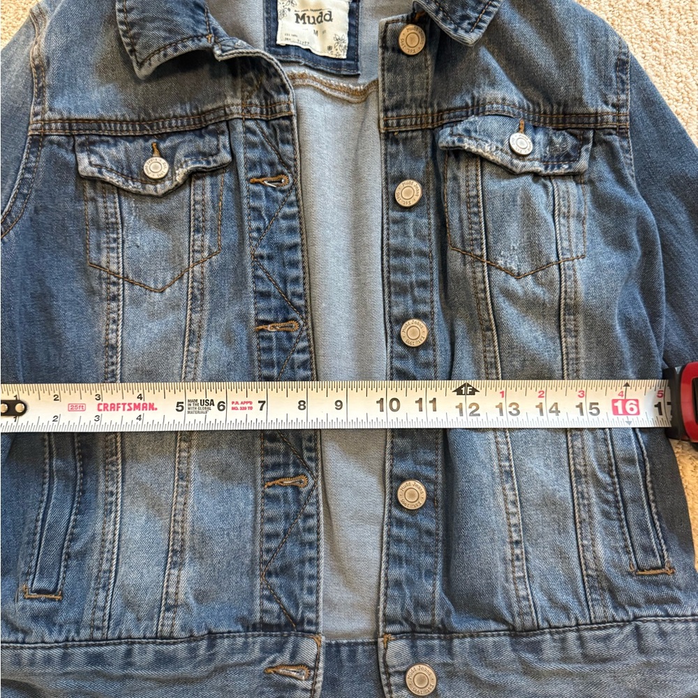 Vintage Y2K Mudd Denim Trucker Jacket - Distressed Faded Wash, Size Medium - Picture 9 of 9